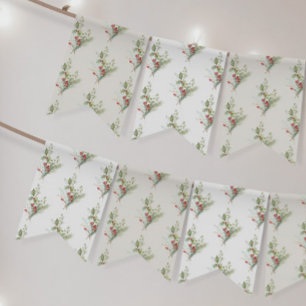 berry red botanical holiday christmas gift bunting 