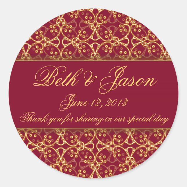 Berry Red Cluster Wedding Thank You Stickers (Front)