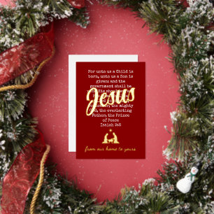 Berry Red FOR UNTO US JESUS Christian Christmas