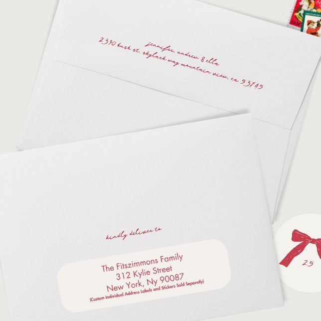 berry red handwritten ink holiday custom christmas envelope (Creator Uploaded)