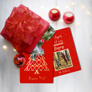 Berry Red Joyoux Noel Photo Christmas Card