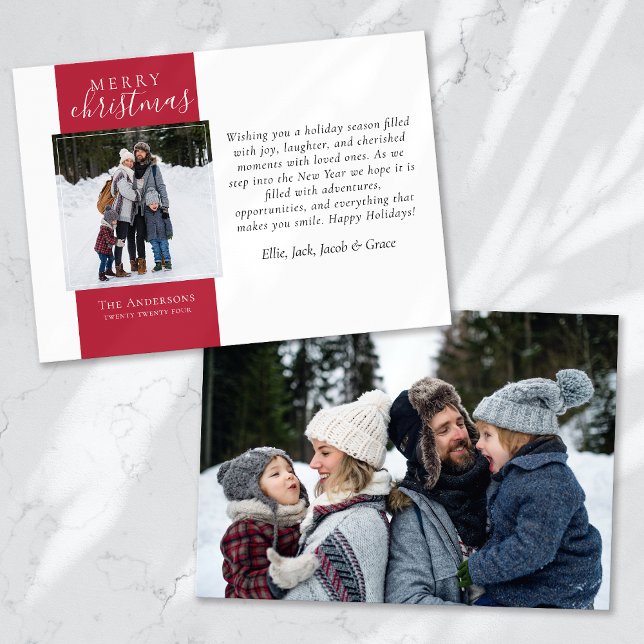 Berry Red Photo Merry Christmas Holiday Card (Creator Uploaded)