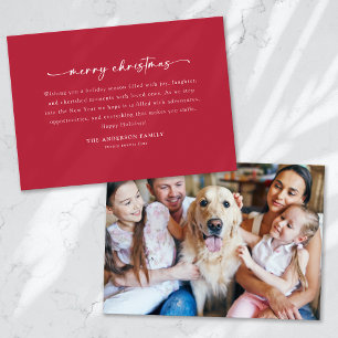 Berry Red Simple Script Photo Holiday Card