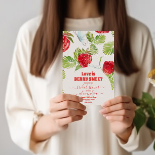 Berry Red Strawberry Bridal Shower Invitation