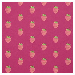 Berry Red Strawberry Cotton Fabric By the Yard
