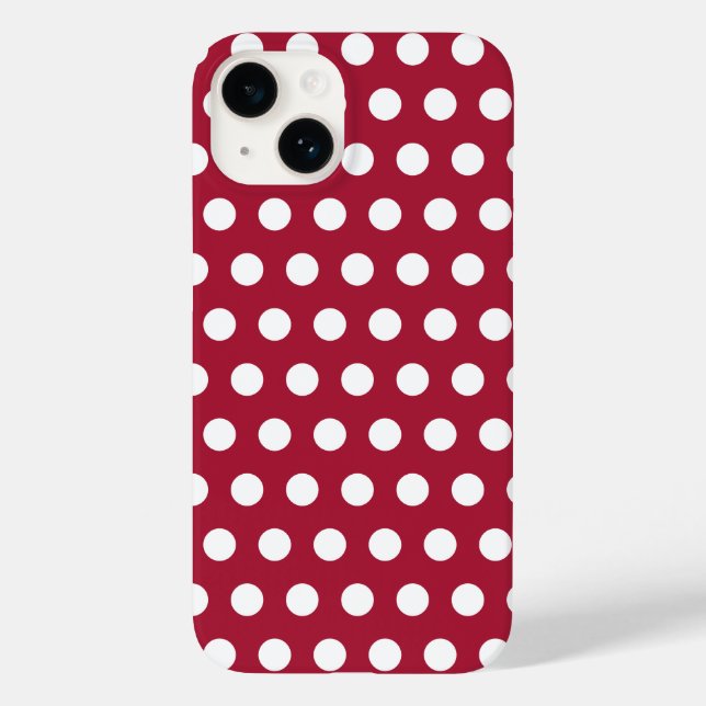 Berry Red White Polka Dot Pattern Design Case-Mate iPhone Case (Back)