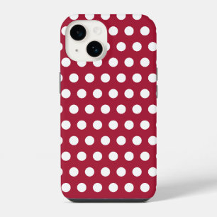 Berry Red White Polka Dot Pattern Design iPhone 14 Case