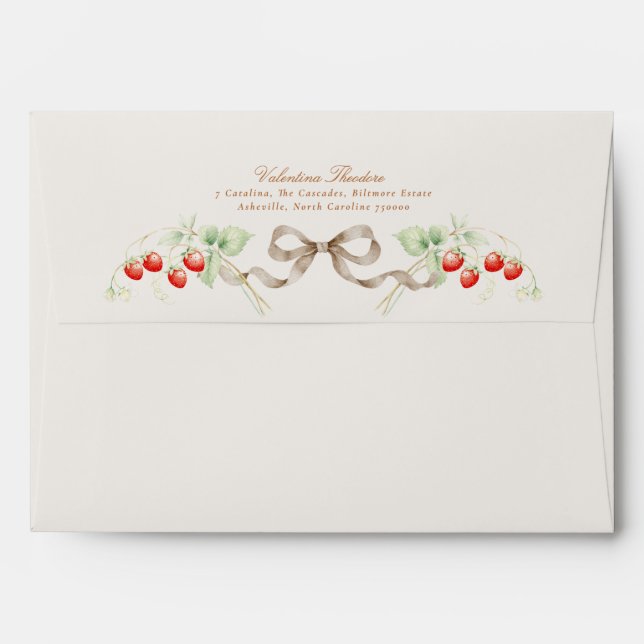 Berry return address birthday party invitation envelope (Back (Top Flap))