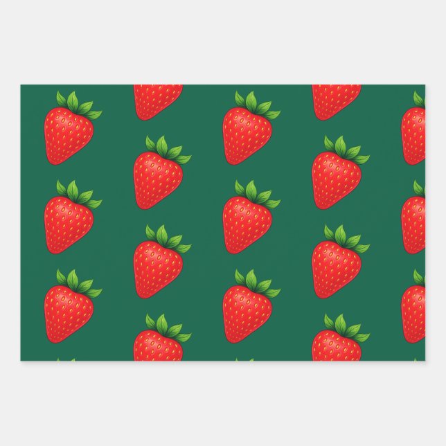 Berry Sassy™ Strawberry Wrapping Paper – Junie Fer (Front)