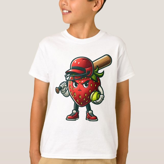  Berry Serious About Softball -Strawberry Softball T-Shirt (Front)