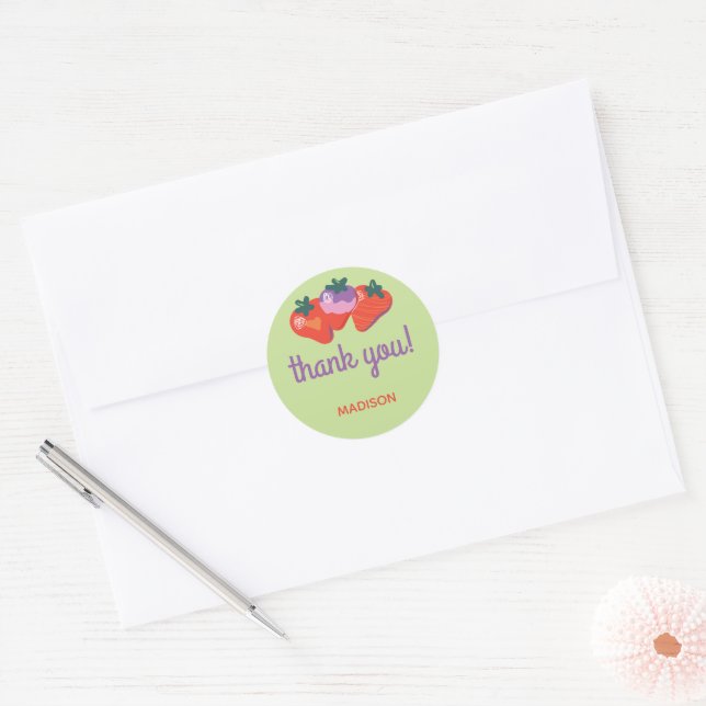 Berry Special Strawberry Birthday - Kiwi Classic Round Sticker (Envelope)