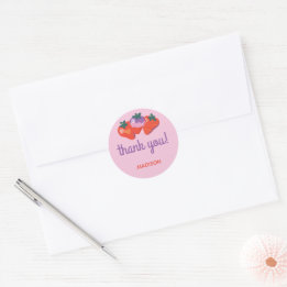 Berry Special Strawberry Birthday - Pink Classic Round Sticker