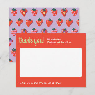 Berry Special Strawberry Birthday - Plum Thank You Card