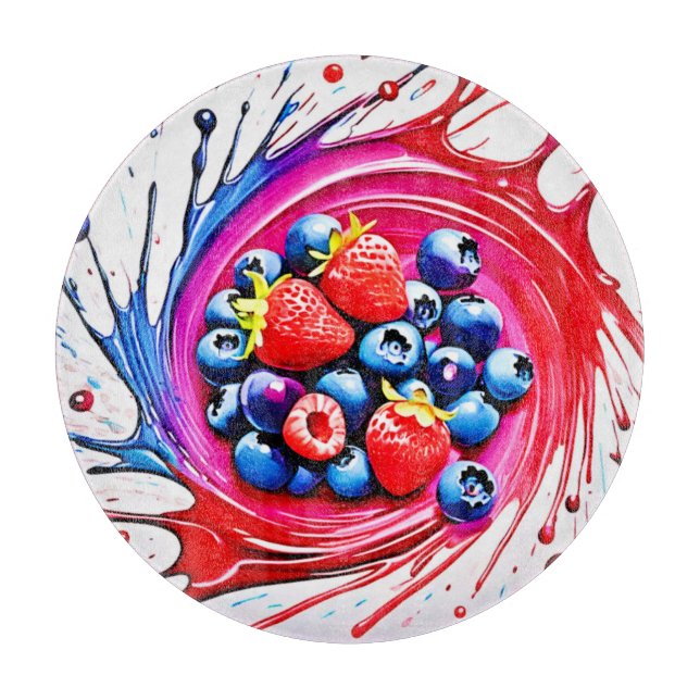 Berry Splash: Colour Burst Cutting Board (Front)