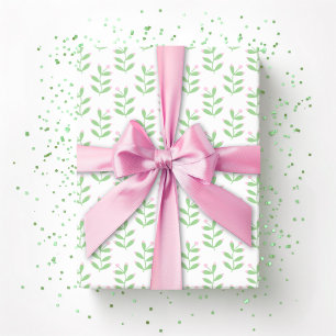 Berry Sprig in Pink and Green Wrapping Paper