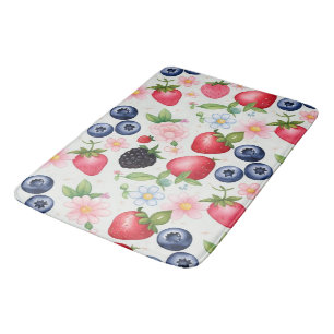 Berry Strawberry flowers Birthday Party for her Bath Mat