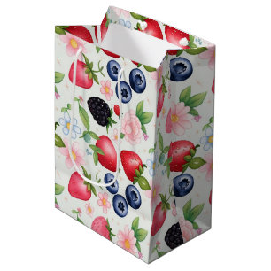 Berry Strawberry flowers Birthday Party for her Medium Gift Bag