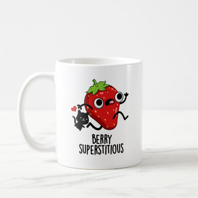 Berry Superstitious Funny Fruit Pun  Coffee Mug (Left)