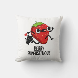 Berry Superstitious Funny Fruit Pun Cushion