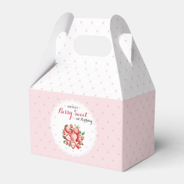 Berry Sweet 1st Birthday Favour Box (Front Side)