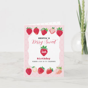 Berry Sweet 1st Birthday Folded Invitation