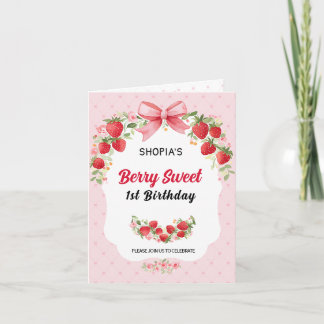 Berry Sweet 1st Birthday Folded Invitation