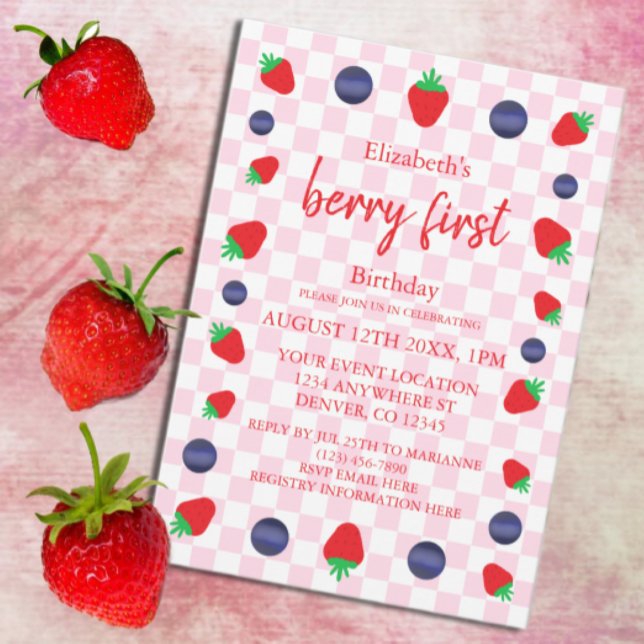 Berry Sweet 1st Birthday Invitation (Creator Uploaded)