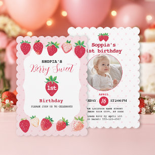 Berry Sweet 1st Birthday Invitation