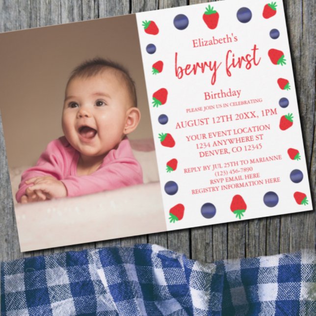 Berry Sweet 1st Birthday Invitation (Creator Uploaded)