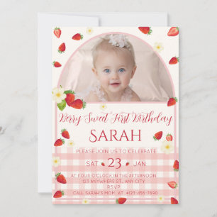 Berry Sweet 1st Birthday Invitation Photo