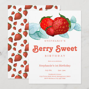 Berry Sweet 1st Birthday Party Invitation