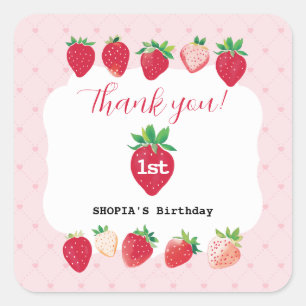 Berry Sweet 1st Birthday Square Sticker