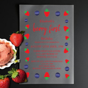 Berry Sweet 1st Birthday Vellum Invitations