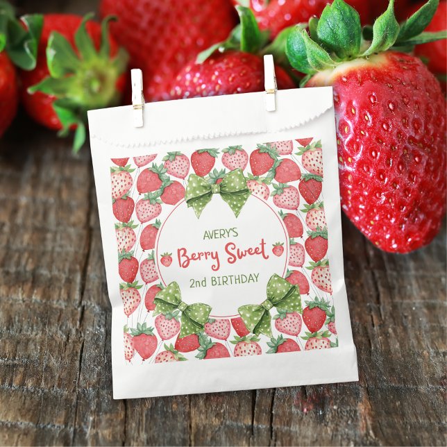 Berry Sweet 2nd Birthday Strawberry Party  Favour Bags (Creator Uploaded)