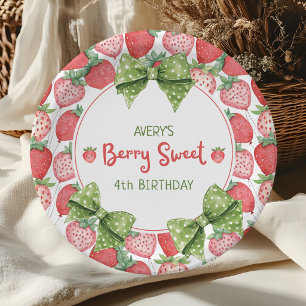 Berry Sweet 4th Birthday Strawberry Party  Paper Plate