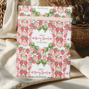 Berry Sweet 4th Birthday Strawberry Party  Wrapping Paper