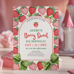 Berry Sweet 6th Birthday Strawberry Invitation