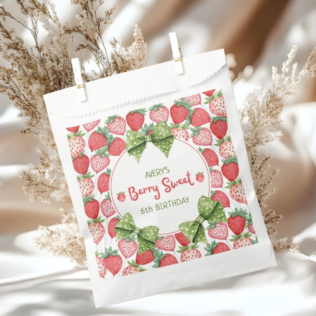 Berry Sweet 6th Birthday Strawberry Party  Favour Bags (Creator Uploaded)