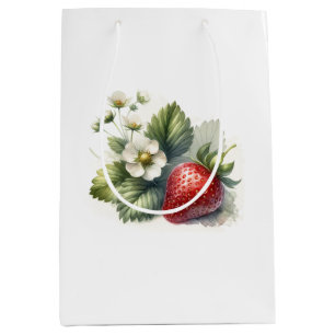 Berry Sweet All Over Strawberry and Floral Pattern Medium Gift Bag