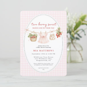 Berry Sweet Babies  Strawberry Twins  Baby Shower  Invitation
