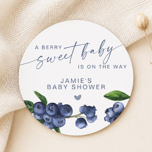 Berry Sweet Baby Blueberry Baby Shower Round Paper Coaster