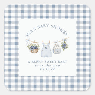 Berry Sweet Baby Clothesline Baby Shower Square Sticker