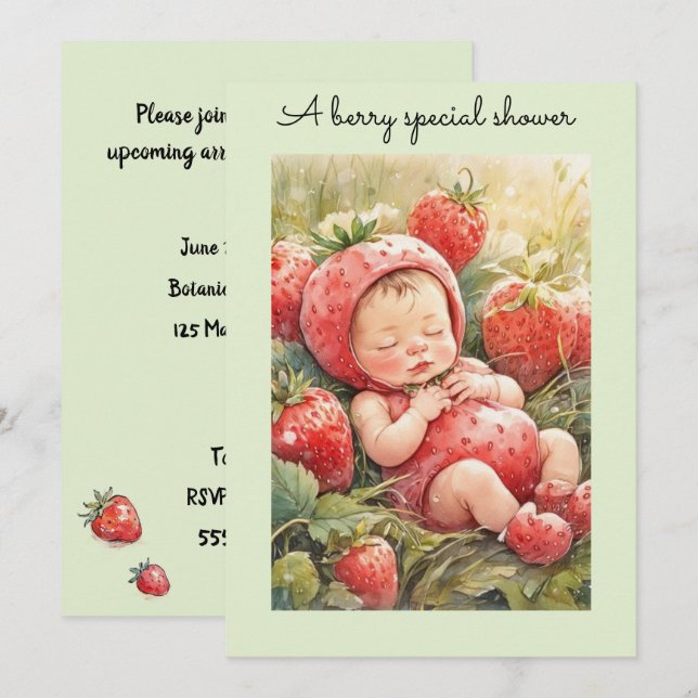Berry Sweet Baby Digital Download Invitation (Front/Back)