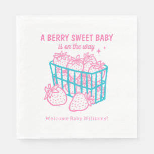 Berry Sweet Baby Doodle Pink Strawberry Girl Napkin