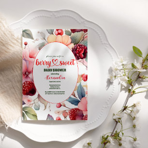 Berry Sweet Baby Girl Strawberry Baby Shower Invitation