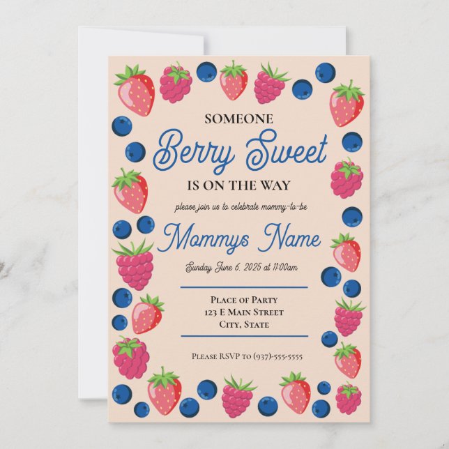 Berry Sweet Baby Invitation (Front)