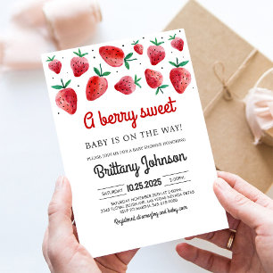 Berry Sweet Baby On the Way Girl Baby Shower Invitation