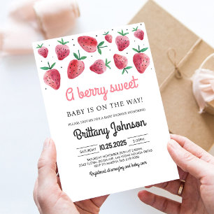 Berry Sweet Baby On the Way Girl Baby Shower Invitation