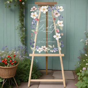 Berry Sweet Baby Shower Berries & Flowers Welcome Acrylic Sign
