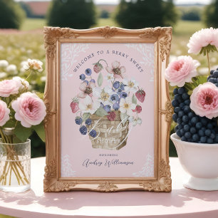 Berry Sweet Baby Shower Berries & Flowers Welcome Poster